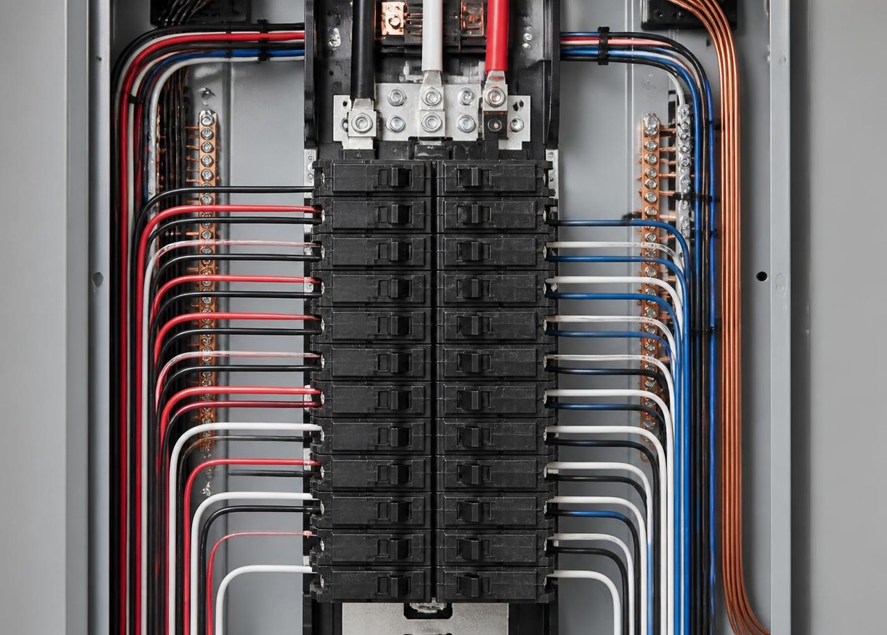 Clean replacement breaker panel with organized branch circuit wiring